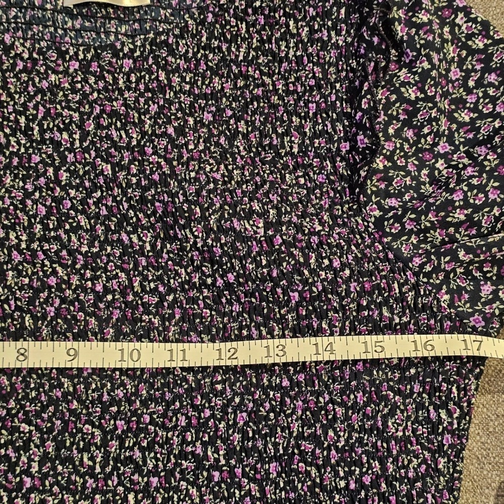 KIRUNDO Women's Floral Smocked Long Sleeve Tiered Mini Dress Size L - Picture 7 of 8